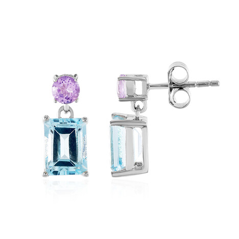 Boucles d'oreilles en argent et Topaze bleu ciel