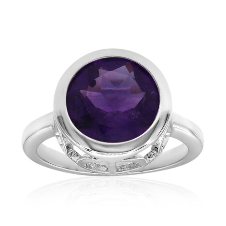 Zambian Amethyst Silver Ring (MONOSONO COLLECTION)