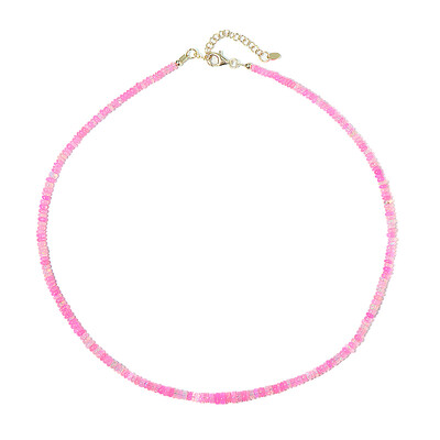 Collier en argent et Opale rose d'Éthiopie