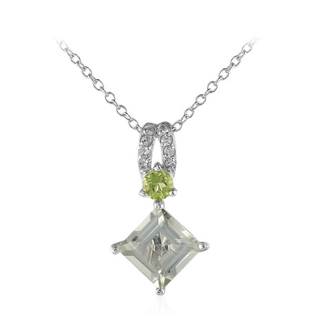 Zilveren halsketting met een groene amethist