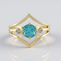 Anello in oro con Apatite Paraiba (Adela Gold)