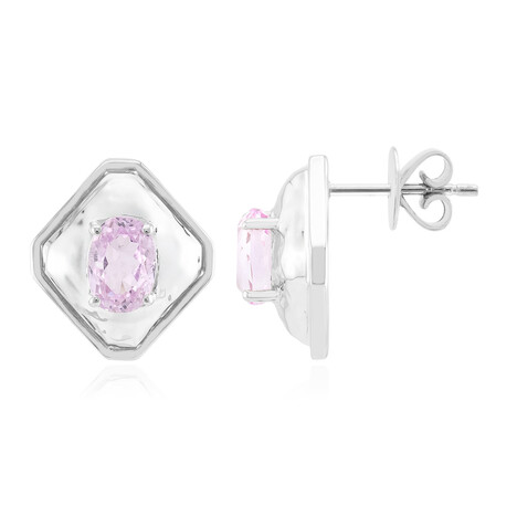 Zilveren oorbellen met kunzietstenen (Pallanova)