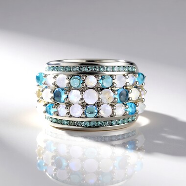Pierścionek ze złota - Topaz niebieski Swiss Blue (KM by Juwelo)