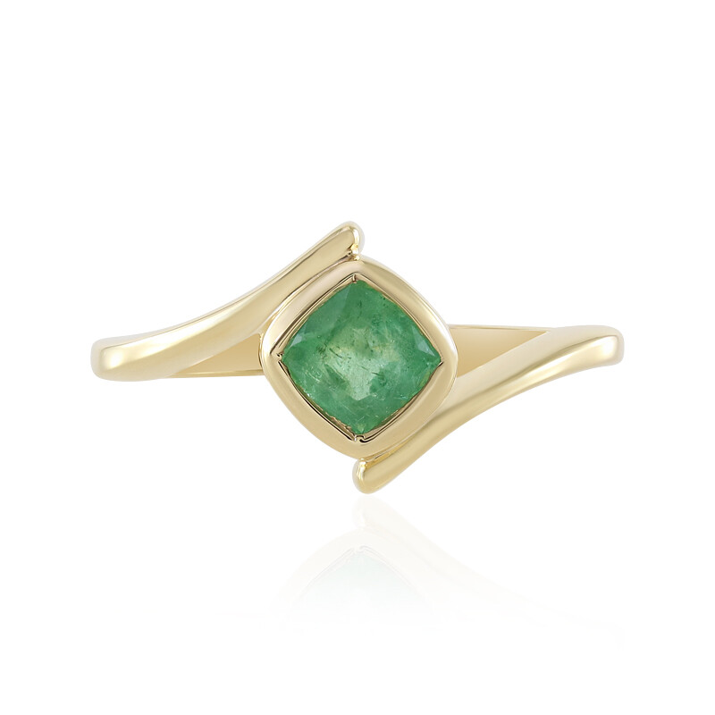 Anello con smeraldo russo taglio cuscino placcato oro, 0,502 carati