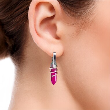 Pendientes en plata con Cuarzo multicolor (MONOSONO COLLECTION)