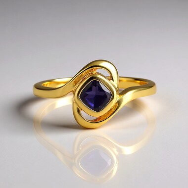 Zilveren ring met een ioliet