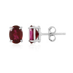 Boucles d'oreilles en argent et Topaze rouge