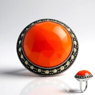 Roter Achat-Silberring