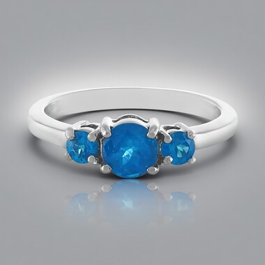 Anello in argento con Apatite Blu Neon