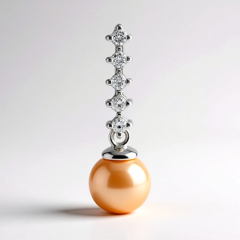 Pendentif en argent et Perle Ming couleur pêche (MONOSONO COLLECTION)