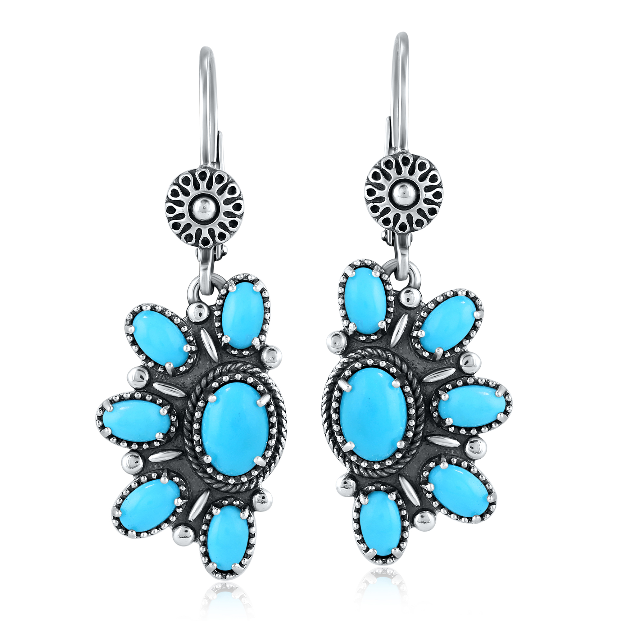 Blu Turchese Ovale Gemma 925 Argento Sterling Contorto Fedina Regalo Blu Turchese Ovale Gemma 925 Argento Sterling Contorto Fedina Regalo
