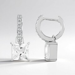 Boucles d'oreilles en argent et Quartz blanc