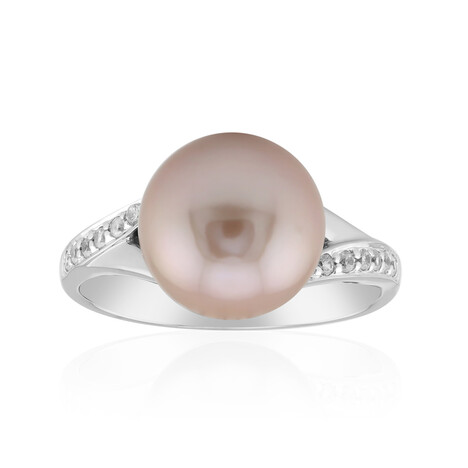 Purpurfarbene Ming-Perlen-Silberring (TPC)