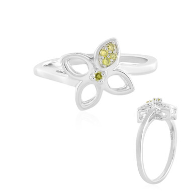 Gelber SI1 Diamant-Silberring