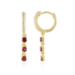 Zilveren oorbellen met edele rode spinelstenen