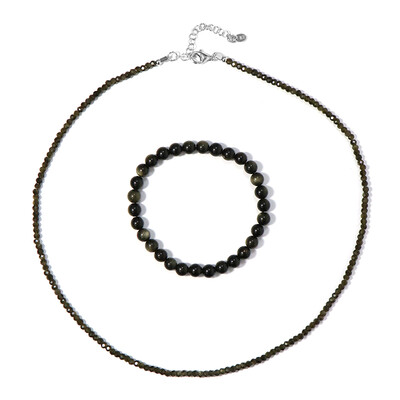 Set en plata con Obsidiana dorada