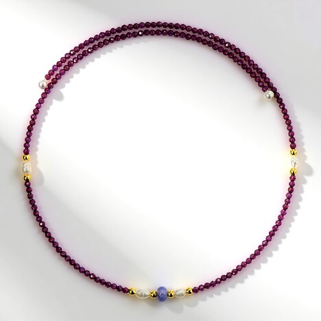 Collana rigida in acciaio con Quarzo Blu (Riya)