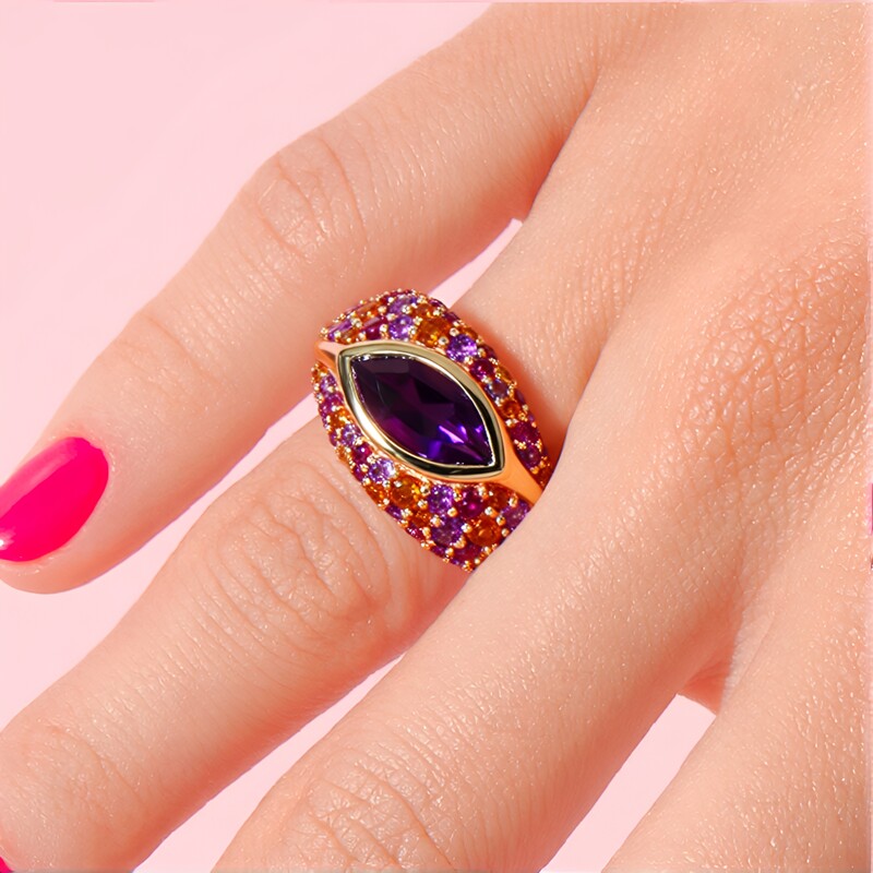 Zilveren ring met een amethist (KM by Juwelo)