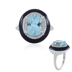 Bague en argent et Topaze bleu Suisse