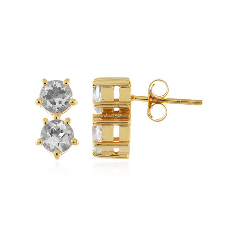 Zilveren oorbellen met witte kwartskristallen