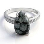 Anello in argento con Ossidiana Fiocco di Neve