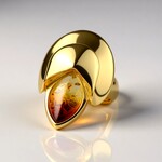 Anello in argento con Ambra Sunrise Baltica (dagen)
