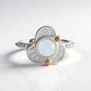 Bague en argent et Opale Welo (Granulieren)