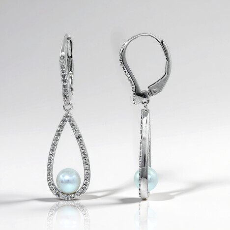 Orecchini in argento con Perla d'Acqua Dolce Bianca (Adela Silber)