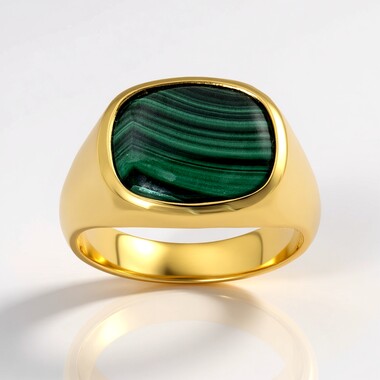 Zilveren ring met een Malachiet (Adela Silber)