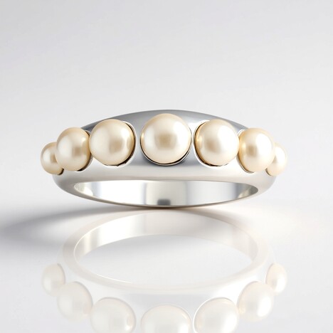 Anello in argento con Perla d'Acqua Dolce Bianca (Michelle Albala)