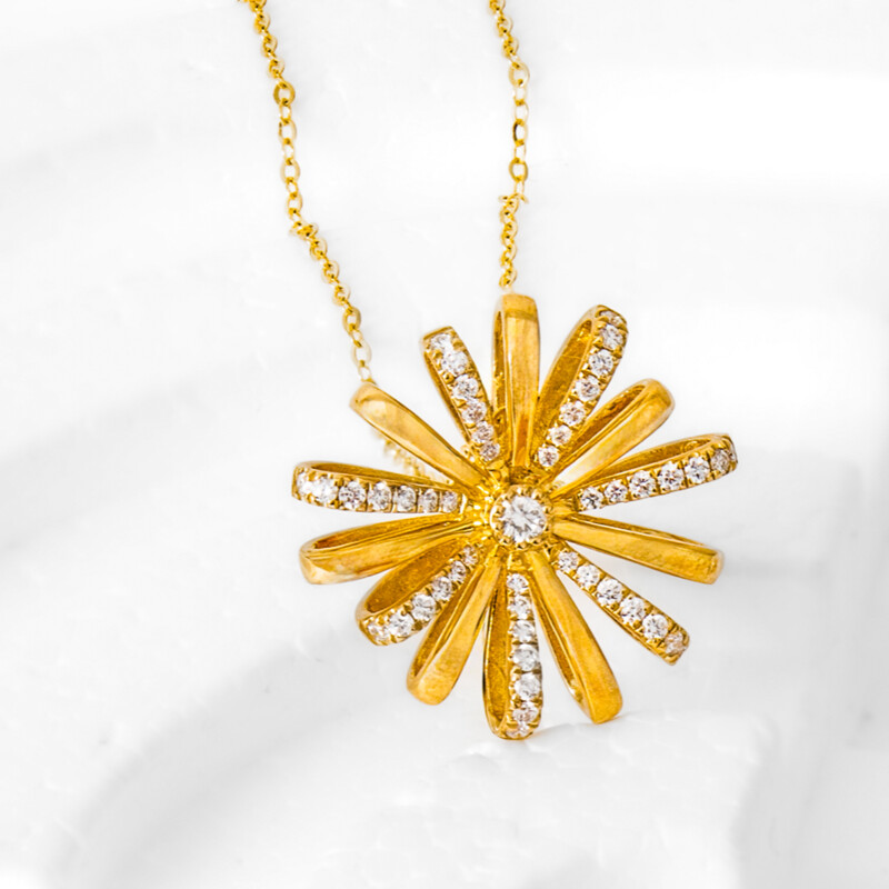 Gouden halsketting met een Loepzuivere (F) Diamant (LUCENT DIAMONDS)