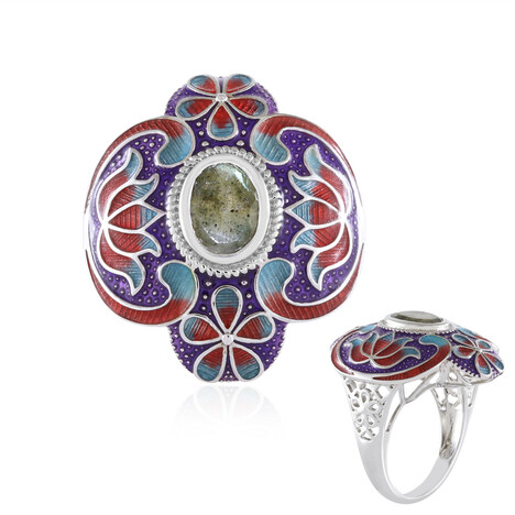 Bague en argent et Labradorite verte de Maniry (Adela Silber)