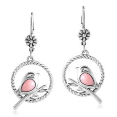 Pendientes en plata con Ópalo rosa
