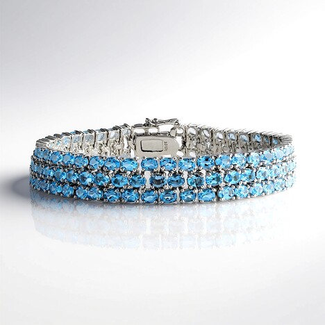 Bracciale in argento con Topazio Blu Svizzero