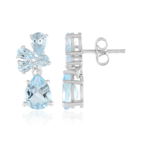 Himmelblauer Topas-Silberohrringe