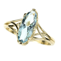 Anillo en oro con Topacio azul cielo