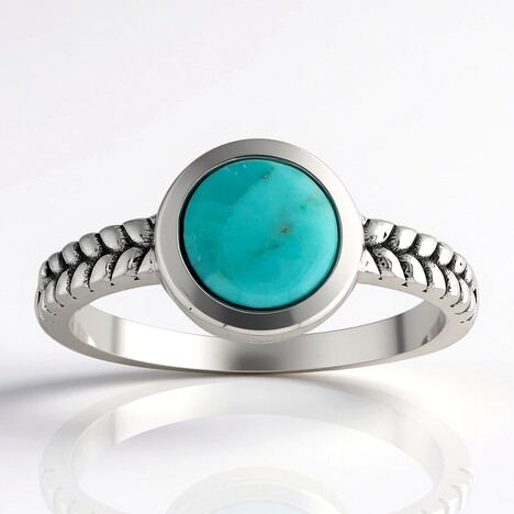 Bague en argent et Turquoise bleue de Mohavie (Jones Lee)