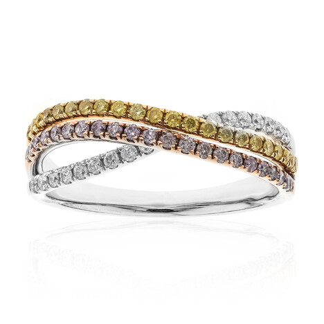 Gouden ring met SI2 Roze Diamanten (CIRARI)