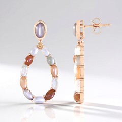 Orecchini in argento con Pietra di Luna Argentata (KM by Juwelo)