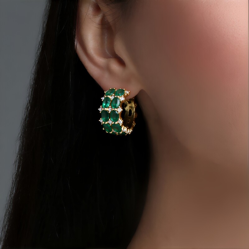 Sambia-Smaragd-Goldohrringe