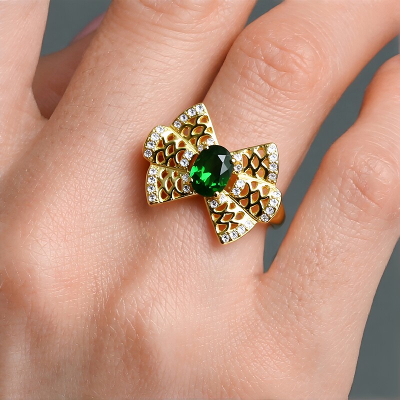 Russischer Diopsid-Silberring