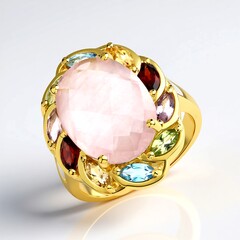 Anello in argento con Quarzo Rosa