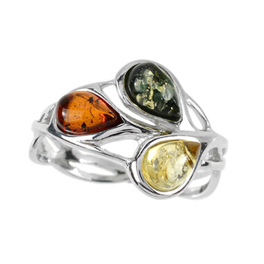 Anello in argento con Ambra Baltica (dagen)