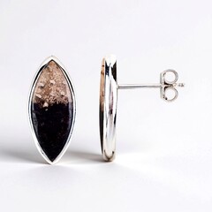 Orecchini in argento con Legno Fossile