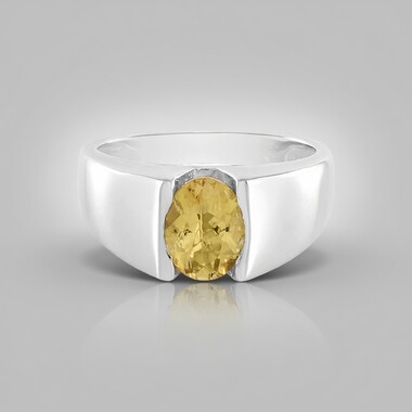 Yellow Beryl Silver Ring
