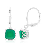 Grüner Achat-Silberohrringe