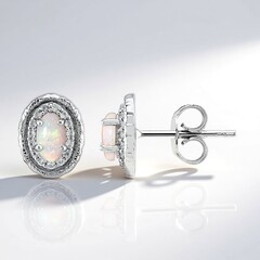 Boucles d'oreilles en argent et Opale d'Australie
