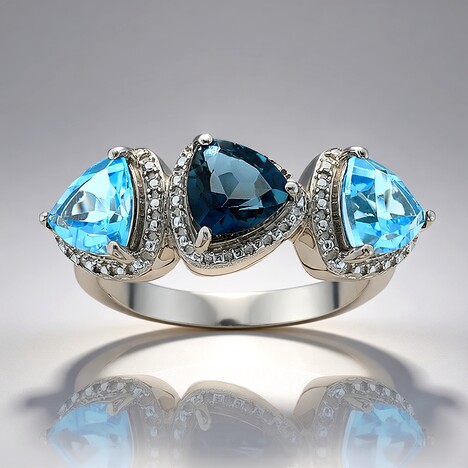 Anello in argento con Topazio Blu Londra