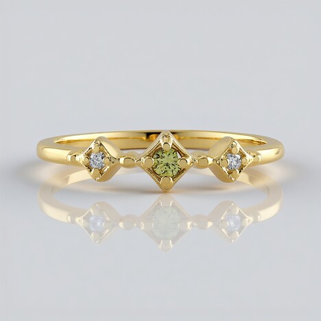 Anello in argento con Diamante Verde SI1