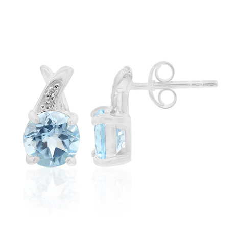 Himmelblauer Topas-Silberohrringe